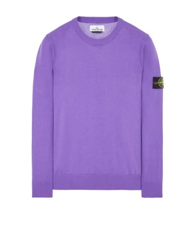 STONE ISLAND STONE ISLAND SWEATER PURPLE COTTON
