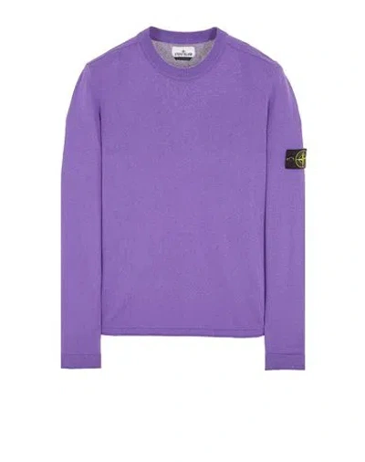 STONE ISLAND STONE ISLAND SWEATER PURPLE COTTON