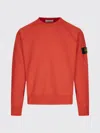 Stone Island Brushed Organic Cotton Fleece Crew Neck Sweatshirt In Red