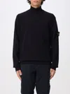 Stone Island High-neck Sweater With Button Closure In Blue