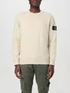 Stone Island Relaxed Fit Long-sleeve Crewneck Sweatshirt With Distinctive Patch Logo In Cream