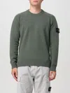 Stone Island Crew Neck Wool-polyamide Blend Sweater With Signature Patch In Grün