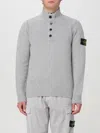 Stone Island Buttoned High Neck Jumper In Grau