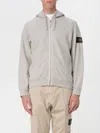 Stone Island Hooded Cotton Zip Sweatshirt In Gray