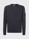 Stone Island Ribbed Cuff Crew Neck Lambswool Sweater In Gray