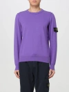 Stone Island Mens Lavender Logo-badge Crewneck Cotton-knit Jumper In Lavander