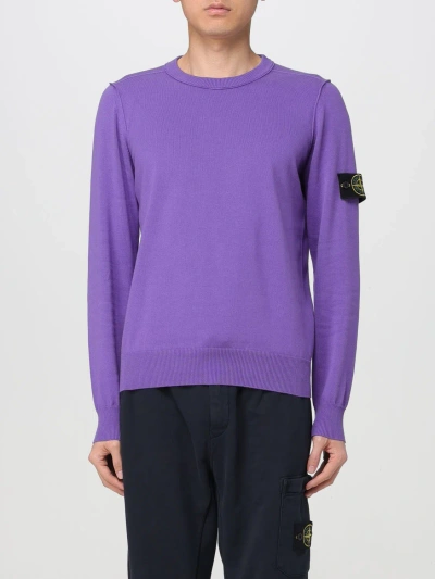 Stone Island Mens Lavender Logo-badge Crewneck Cotton-knit Jumper In Lavander