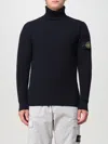 Stone Island Turtleneck With Iconic Logo On The Sleeve In Navy