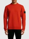 Stone Island Brushed Organic Cotton Fleece Crew Neck Sweatshirt In Red