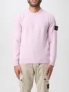 Stone Island Lambswool Crewneck Jumper Raised Seams In Pink