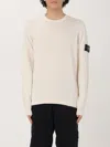 Stone Island Beige Long-sleeved Sweater With Distinctive Logo Patch In White