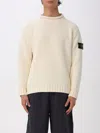 Stone Island Turtleneck With Iconic Logo On The Sleeve In Neutral