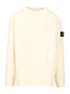 Stone Island Ribbed Crew-neck Cotton Sweater With Long Sleeves In White