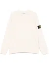 Stone Island Beige Long-sleeved Sweater With Distinctive Logo Patch In White