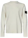 Stone Island Mens Pearl Grey Brand-badge Waffle-texture Cotton Jumper In White