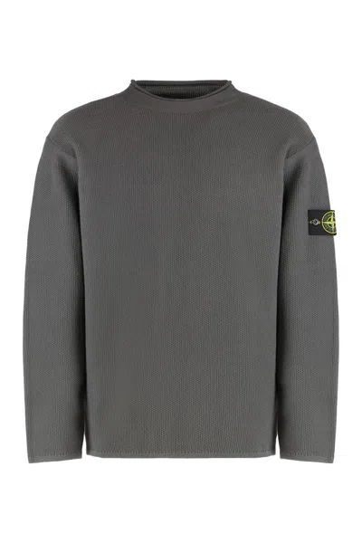 STONE ISLAND STONE ISLAND SWEATER WITH A POLO NECK AND REVERSE STITCH DETAILS