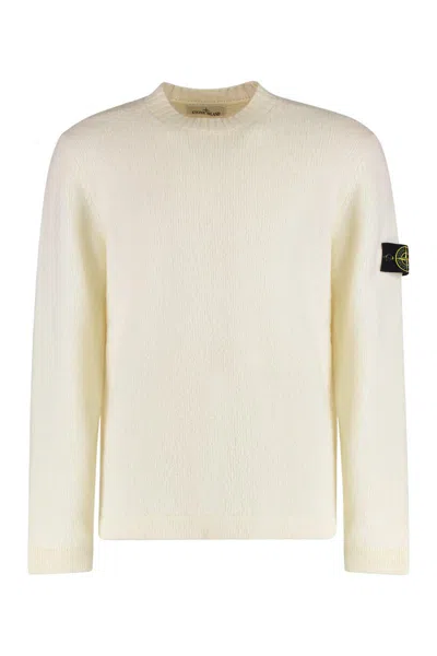 Stone Island Sweater With Brushed Texture In White