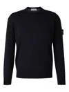 Stone Island Light Rws Geelong Wool Sweater In Black