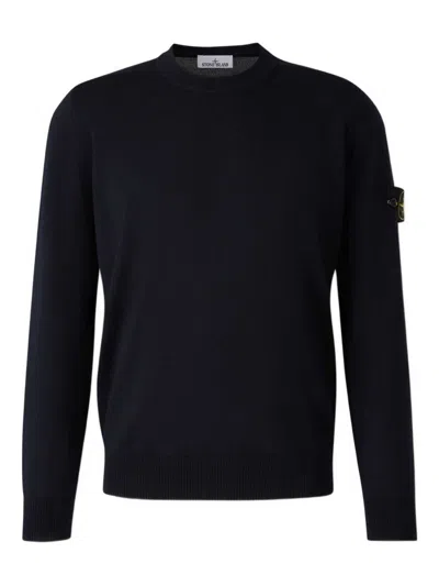 Stone Island Light Rws Geelong Wool Sweater In Black