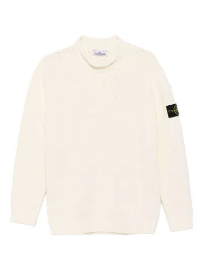 Stone Island Sweater With Compass Application In White