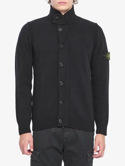 Stone Island Sweater With Felt Details In Black