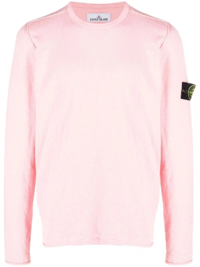 Stone Island Sweater With Logo In Pink