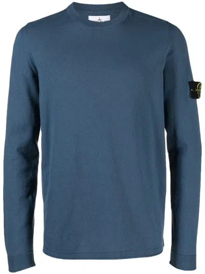 Stone Island Sweater With Logo In Blue