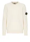 Stone Island White Sweater With Logo In Bianco