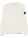Stone Island Ribbed Crew-neck Cotton Sweater With Long Sleeves In Neutral