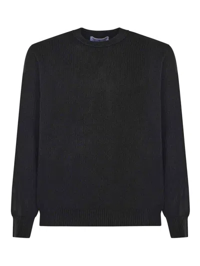 Stone Island Sweater With Ribbed Edges In Black