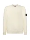 Stone Island Ivory Ribbed Knit Sweater With Crew Neckline In White