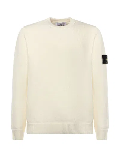 Stone Island Ivory Wool Blend Sweater In Neutral