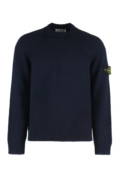 Stone Island Sweater With Round Neck In Mixed Wool In Black