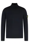Stone Island Logo Roll-neck Jumper In Black