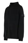 Stone Island Black Sweater With Hood And Logo Patch On The Sleeve In Cashmere Man In Black