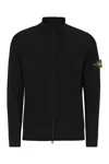 Stone Island Sweater With Zip And Thin Ribbed Edges In Black