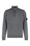 Stone Island Sweater With Zipper In Wool Blend In Gray