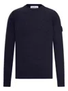 Stone Island Wool Round Neck Sweater In Blue