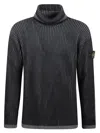 Stone Island Melange Charcoal Wool Sweater In Gray