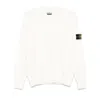 Stone Island Ribbed Crew-neck Cotton Sweater With Long Sleeves In White