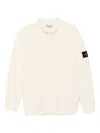 Stone Island Wool Blend Sweatshirt With Iconic Logo Patch And Timeless Design In Neutral