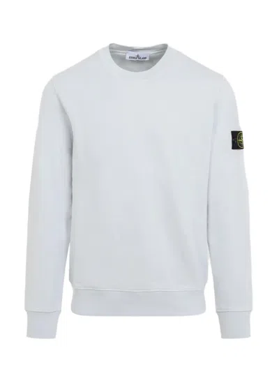 Stone Island Logo-patch Crew-neck Sweatshirt In White