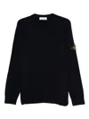 Stone Island Organic Cotton Crewneck Sweatshirt In Black
