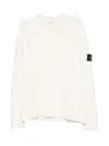 Stone Island Turtleneck Ribbed Wool Sweater In Neutral