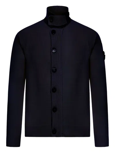 STONE ISLAND STONE ISLAND HIGH-NECK CARDIGAN WITH LOGO PATCH