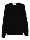 Stone Island Organic Cotton Crewneck Sweatshirt In Black