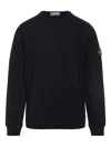 Stone Island Logo Cotton Crewneck Sweatshirt In Black