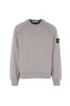 Stone Island Grey Brushed Organic Cotton Crewneck Sweatshirt In Animal Print