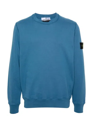 Stone Island Compass-badge Cotton Sweatshirt In Avion Blue