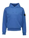 Stone Island Logo Patch Drawstring Hoodie In Avion Blue